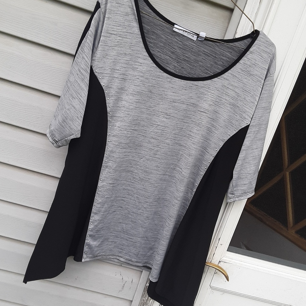 Notations XL Black and Grey Studded Top